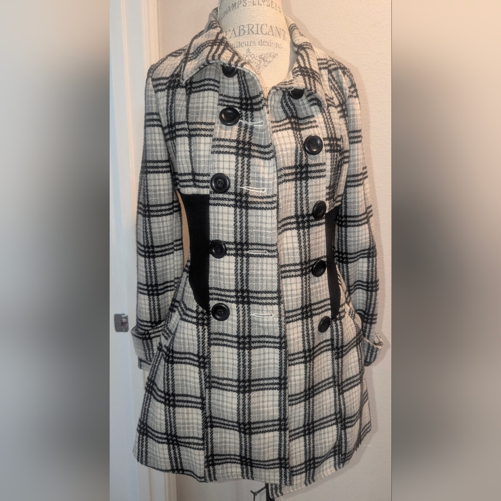 Plaid Double-Breasted Women's Coat size m